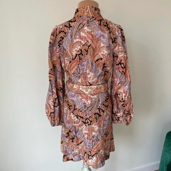 Zimmermann Botanica Chevron Paisley Print Linen Mini Dress - Picture 9 of 10